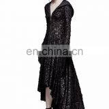 Gothic Punk Rave Black Longsleeve High Low Hooded Dress Q-308 thumbnail-5