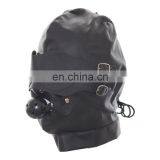 Sex Bondage Hood, Full Head Pigskin Leather Mask With Ball Gag Sexy Adult Novelty Product thumbnail-3