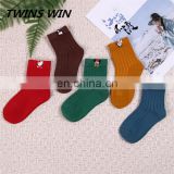 2018 New arrival canada winter warm fashion socks wholesale top quality cartoon colorful girl tube 100% cotton socks
