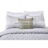 Exhibitor Canton Fair on Line Live Show Home Textile Stripe Polycotton With Ponpon Comforter Bedding Set