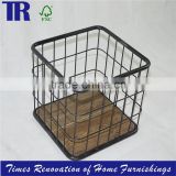 basket box ,cubic steel tube box,old cedar bottom basket box