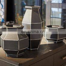 Modern Minimalist Ceramic Art Porcelain Matt Black Vase For Home Decoration thumbnail-5