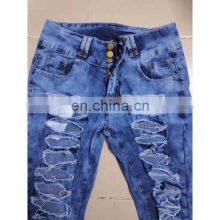 Customized Wholesale New Style Jeans Ripped High Waist Single Breasted Jeans With Small Feet Pencil Pants Trousers Washed Pants thumbnail-4