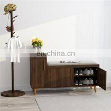 Wooden Shoe Cabinet Rack Bench With Storage Soft Seat Cushion thumbnail-4