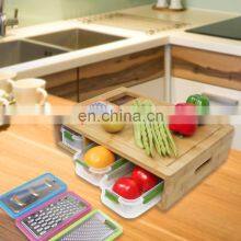 Bamboo Cutting Board 4 Containers Large Chopping Board With Juice Grooves Easy-grip Handle thumbnail-5