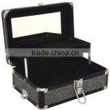 Professional Makeup Cosmetic Train Case Jewelry Organizer,Krystal Black Cosmetic Travel Carry Case thumbnail-3