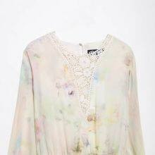 2025 New European and American Fashion Simple Crochet Printed Dress thumbnail-3