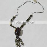 Handmade Bone Horn Charm Necklace Tribal Art Beaded Jewelry thumbnail-4