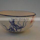 Marine Series of Embossed 3D Hand-painted Ceramic Deep Bowl thumbnail-1
