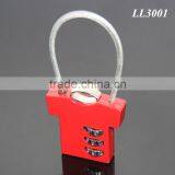 T-shirt Shaped Resettable 3 Digit Travel Luggage Suitcase Alloy Padlock Steel Wire Changeable Combination Lock thumbnail-4