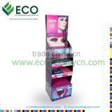 Cosmetic Eyelash 4 Shelves Advertising Corrugated Display Stands For Makeups