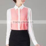 Women's Color-Block Silk 100% Top Blouse Shirt OEM ODM Type Clothing Factory Manufacturer From Guangzhou thumbnail-2