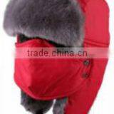 custom nylon & fake fur windproof winter hat with earmuff