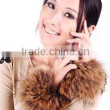 Fashion Girls Genuine Raccoon Fur Cuff for Wrist Arm Warmer thumbnail-2