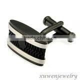 Five Star White and Black Plated Tone Mens Suit 316l Stainless Steel Cufflinks
