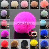 In Stock 2016 Genuine Lovely 8cm Rabbit Fur Ball Pom Pom Keychain