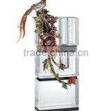 RORO Blossoming Peony Enamel Crystal Glass Rectangular Decorative Vase