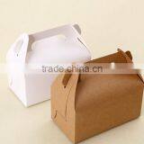 Cheap 300g Brown or White Kraft Paper Cake Box With Handle ,