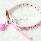 Bling Crystal Pearls Cat Leather Collar With Bell thumbnail-3
