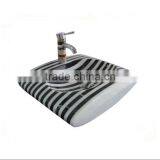 Polished Black and White Marble Mosaic Sink thumbnail-3