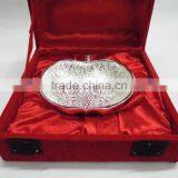 Handmade Silver Plated Indian Brass Decorative Bowl With Embossing Designs thumbnail-2