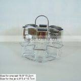 4pcs Glass Spice Jar Set With S/s Stand thumbnail-4