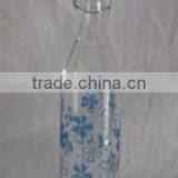 Custom Flower Printing Lamp Bulb Glass Juice Bottle With Metal Lid With Clip Top Rail thumbnail-3