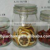 Clear Glass Food Storage Bottle With Metal Clip thumbnail-1