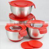 Wholesale Non-slip Stainless Steel Mixing Salad Bowl With Spout thumbnail-3