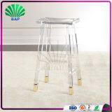 High Quality Acrylic Clear Ottomans High End Metal Decoration Plexiglass Bar Stool Dressing Room Storage Stool thumbnail-2