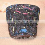 Colorful Maple Leaf Printed Denim Military Caps and Hats thumbnail-1