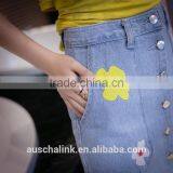 Japanese Style Beautiful Girl High Waist Embriodery Mini Jean Skirt thumbnail-5