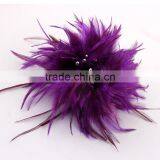 Real Dyed Feather Brooch Pin,Small Feather Biot Brooch/Hat Pin,Stylish Fashion Hair Jewelry thumbnail-1