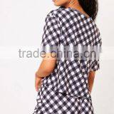 Custom Design Women Summer Pajamas Black Gingham Pyjama Plaid PJ Set thumbnail-2