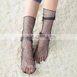 WS-24 Sexy Breathable Silk Heap Heap Soft Elasticity Black Fishnet Lace Flower Mesh Ankle Fashion Socks Summer Style thumbnail-6