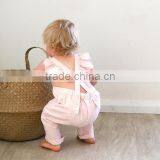 Cotton Candy Pink Bay Overalls Ruffles Romper Kids 100% Cotton Bubble thumbnail-1