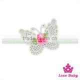 Charming Kids White Lace Heart Flower Newborn Baby Girl Wedding Elastic Headband Toddler Hair Gift Sets thumbnail-4