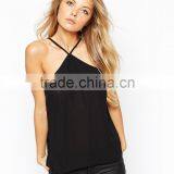 2016 Guangzhou Shandao Factory Sexy Daily Wear Casual Summer Spaghetti Strap Slim Fit Black Cotton Tops Ladies Size XXL thumbnail-2