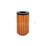 Outdoor Black Wooden Bins With a Ashtray Plate, a Zincification Inner Barrel thumbnail-1