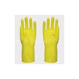 Dip Flock Lined Long Household Latex Gloves Luminous Yellow Color 40g - 80g