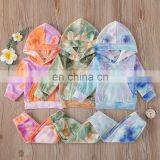 Baby Kids Fall Toddler Outfit Velvet Tracksuit Tie Dye Hoodie Set thumbnail-2