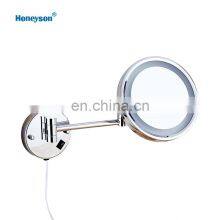 Hotel bathroom smart round wall magnifying illuminated bathroom mirror