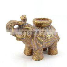 K&B high quality mini elephant shape gold resin desktop candle light stick holders wedding