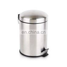Houseware Household 3L 5L Stainless Steel Metal Trash Bins With Pedal