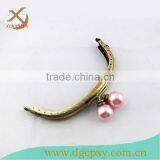 ChInese Manufacturer Antique Brass DIY Sewing Coin Purse Frames Pink Beads Kiss Clasp thumbnail-3