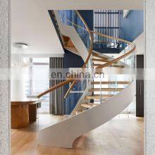 Apartment S.s.304 Stainless Steel Spiral With Wooden Floating Staircase thumbnail-2