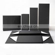 Custom Logo Black Flat Luxury Foldable Magnetic Shoe Box Gift Paper Box Packaging With Ribbon
