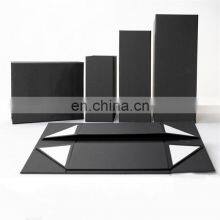 Custom Logo Black Flat Luxury Foldable Magnetic Shoe Box Gift Paper Box Packaging With Ribbon thumbnail-1