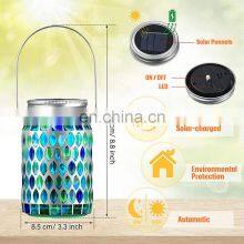 Mosaic Lantern Solar Light Outdoors Glass Mason Jar Lights Solar Hanging Light Waterproof Solar Table Lamp Solar Night Light thumbnail-5