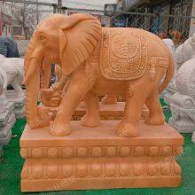 Sunset Red Stone Carving Elephant Auspicious Elephant Stone Carving Door Decoration Stone Carving Animal Carving Manufacturer